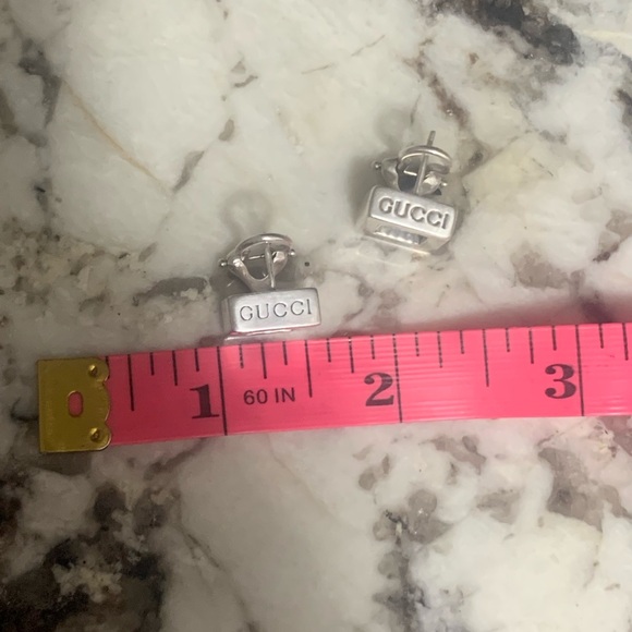 GUCCI Rare Vintage Hollow Square Earrings, Stamped 925 - Picture 11 of 11